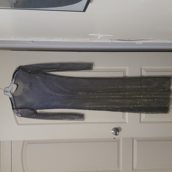 Long-sleeved mesh black covet up with rhinestones. - Picture 3 of 4